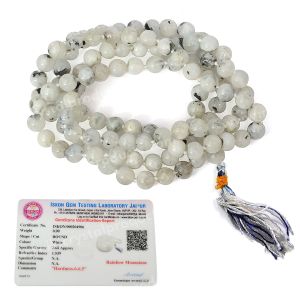 Certified Rainbow Moonstone 6 mm 108 Round Bead Mala with Certificate