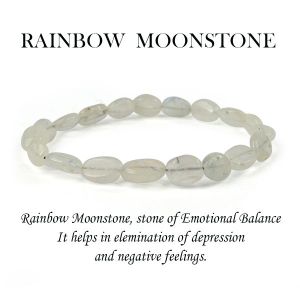 Rainbow Moonstone Oval Bead Bracelet
