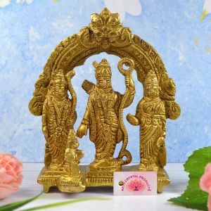 Brass Lord Ram Darbar Murti | Rama Sita Lakshman Hanuman Statue  for Home Temple Blessing, Happiness, Health, Wealth | Small Size 4.5 Inch Approx