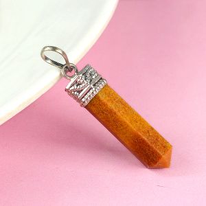 Red Aventurine Pencil Pendant With Chain