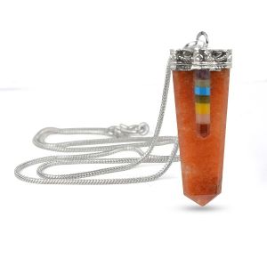 Red Aventurine Flat Stick Pendant With Chain