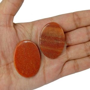 Red Aventurine Worry -Palm Stone Oval Shape Cabochons Pack of 2 pc