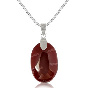 Natural Carnelian Oval Shape Pendant With Metal Chain For Unisex