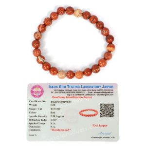 Certified Red Jasper 8 mm Round Beads Bracelet