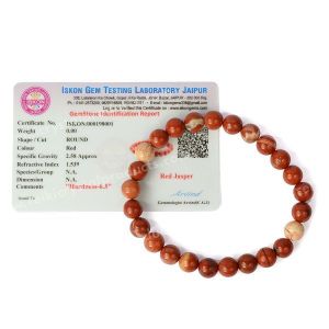 Certified Red Jasper 8 mm Round Bead Bracelet 