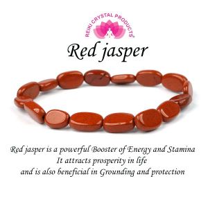 Red Jasper Oval Bead Bracelet
