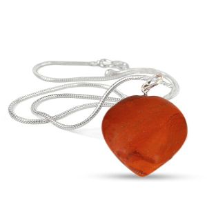 Red Jasper Heart Shape Pendant - Size 25-30mm with Chain