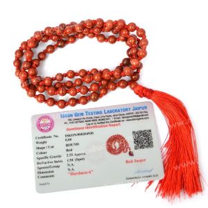Certified Red Jasper 6 mm 108 Round Bead Mala with Certificate