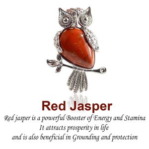 Red Jasper Owl Shape Pendant with Chain