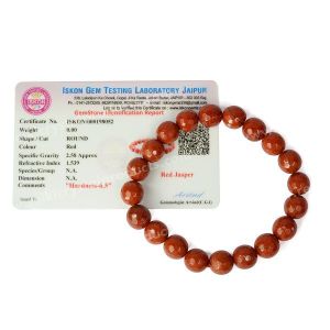 Certified Red Jasper 10 mm Faceted Bead Bracelet 