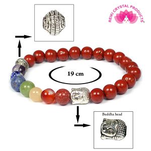 Red Jasper & 7 Chakra Buddha Head Combination 8 mm Bead Bracelet