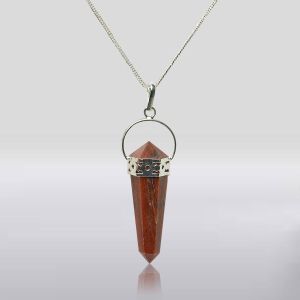 Red Jasper Double Terminated Pencil Pendant With Chain
