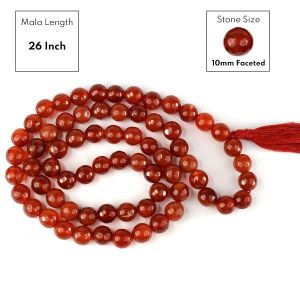 Red Onyx 10 mm Faceted Bead Mala
