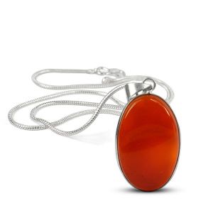 AAA Quality Red Onyx Oval Pendant With Chain