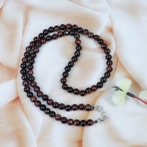 Natural Red Tiger Eye 6mm Round Bead Necklace