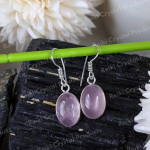 Natural Rose Quartz Oval Shape Earring/Jhumki With Crystal Stone For Girls And Women