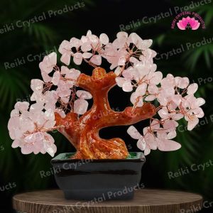 Reiki Crystal Products Feng Shui Natural Rose Quartz Tree Place for Happy Relationship (Color : Pink)