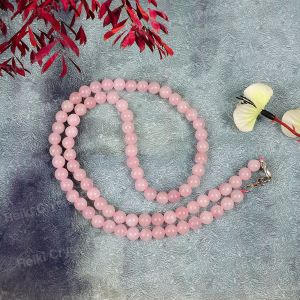 Natural Rose Quartz 6mm Round Bead Necklace