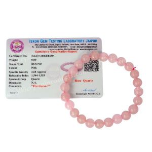 Certified Rose Quartz 8 mm Round Bead Bracelet