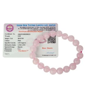 Certified Rose Quartz 10 mm Round Bead Bracelet 