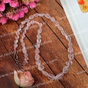 Natural Crystal Stone Rose Quartz Necklace for Women