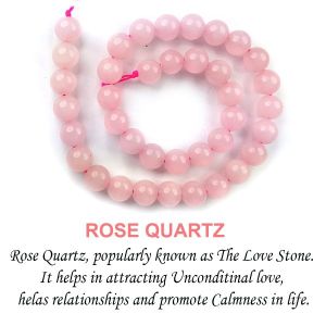 Rose Quartz 10 mm Round Loose Beads for Jewelery Making Bracelet, Necklace / Mala