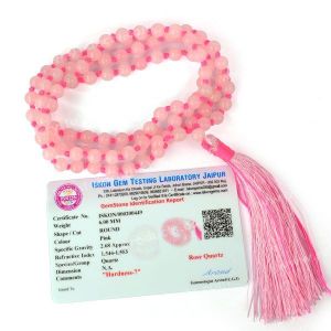 Certified Rose Quartz 6 mm 108 Round Bead Mala with Certificate