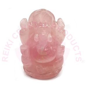 Natural Rose Quartz Crystal Stone Ganesha Idol - Size 2 to 2.5 Inch Approx (Color : Pink)