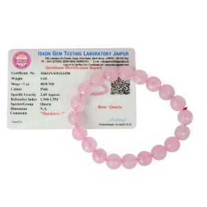 Certified Rose Quartz 10 mm Faceted Bead Bracelet 