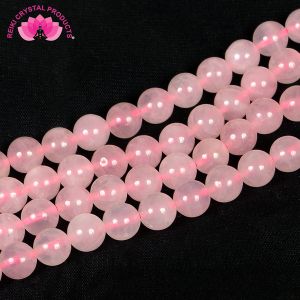 Rose Quartz 8 mm Round Loose Beads for Jewelry Making Bracelet, Necklace / Mala