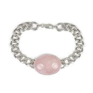 Natural Rose Quartz Gemstone Oval Shape Bracelet For Boys