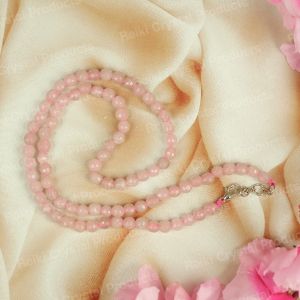Natural Rose Quartz 6mm Faceted Bead Necklace
