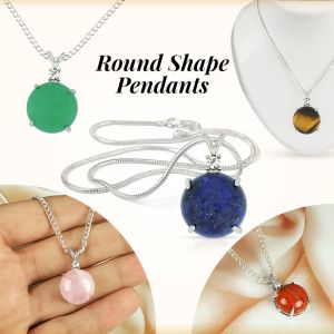 Natural Crystal Stone Round Shape Design Pendant / Locket with Metal Chain