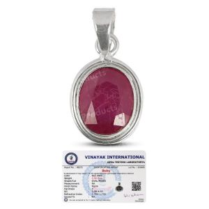Natural Certified Ruby Manik Gemstone Pendant Original Sterling Silver 925 Pendant for Unisex
