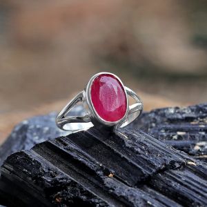 Natural Manik/Ruby Gemstone Adujstable Ring With Original Stone Ring For Unisex