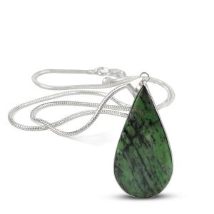 AAA Quality Ruby Zoisite Drop Shape Pendant With Chain
