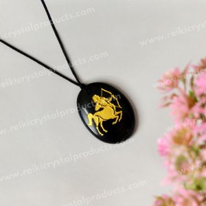 Black Agate Sagittarius (Dhanu Rashi) Zodiac Symbol Pendant 