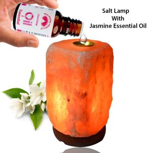 Natural Himalayan Rock Salt Lamp Fragrance Oil Burner / Aroma Lamp for Positive Energy, Purification, Best Wellness Gifting Option Salt Lamp (Free Jasmine Oil - 15 ml)