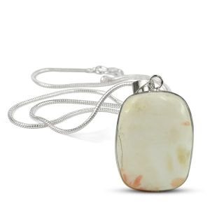 AAA Quality Scolecite Square Pendant With Chain