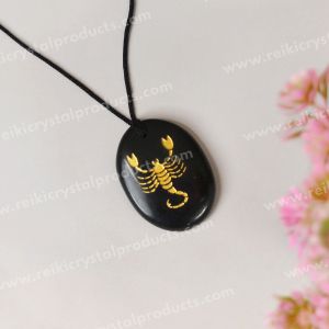 Black Agate Scorpio (Vrishchik  Rashi) Zodiac Symbol Pendant 