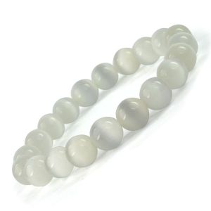Selenite Synthetic 10 mm Round Bead Bracelet