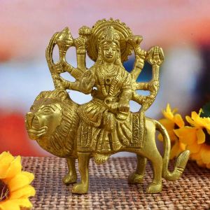 Brass Statue/Idol Sherawali MATA Murti Maa Durga Murti Size 3.5 Inch Approx