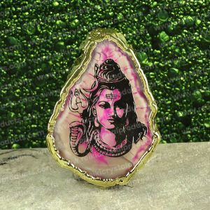 Crystal Stone Agate Shiva Symbol Sileces & Coaster for Table Decoration