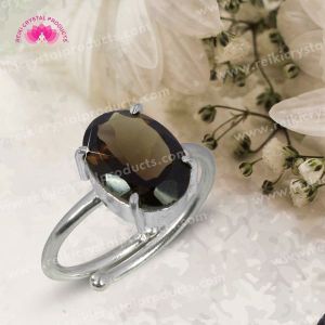 Smoky Quartz Crystal Gemstone Adjustable Ring