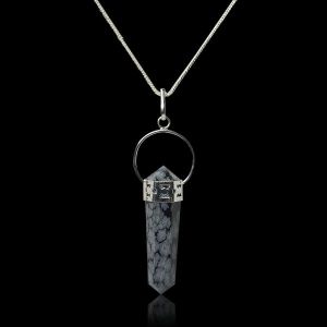Snowflake Double Terminated Pencil Pendant With Chain