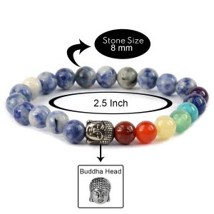 Sodalite WIth 7 Chakra Buddha Head Bracelet