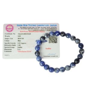 Certified Sodalite 8 mm Faceted Bead Bracelet 