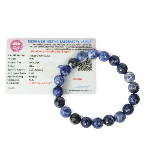 Certified Sodalite 10 mm Faceted Bead Bracelet With Certificate
