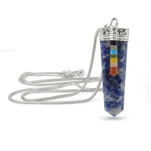 Sodalite Flat Stick Pendant with Chain
