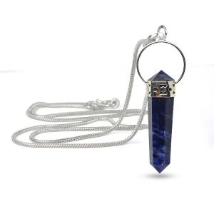 Sodalite Double Terminated Pencil Pendant With Chain